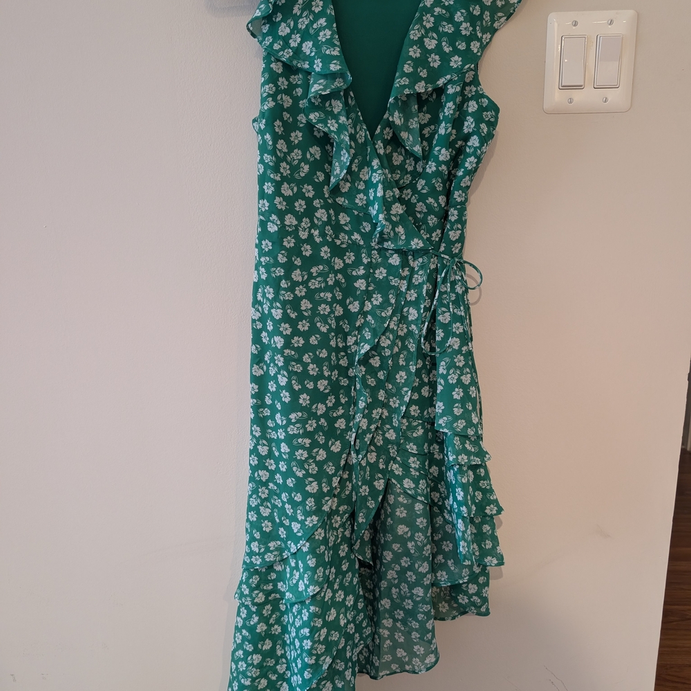 Lulu's Teal Floral Wrap Dress